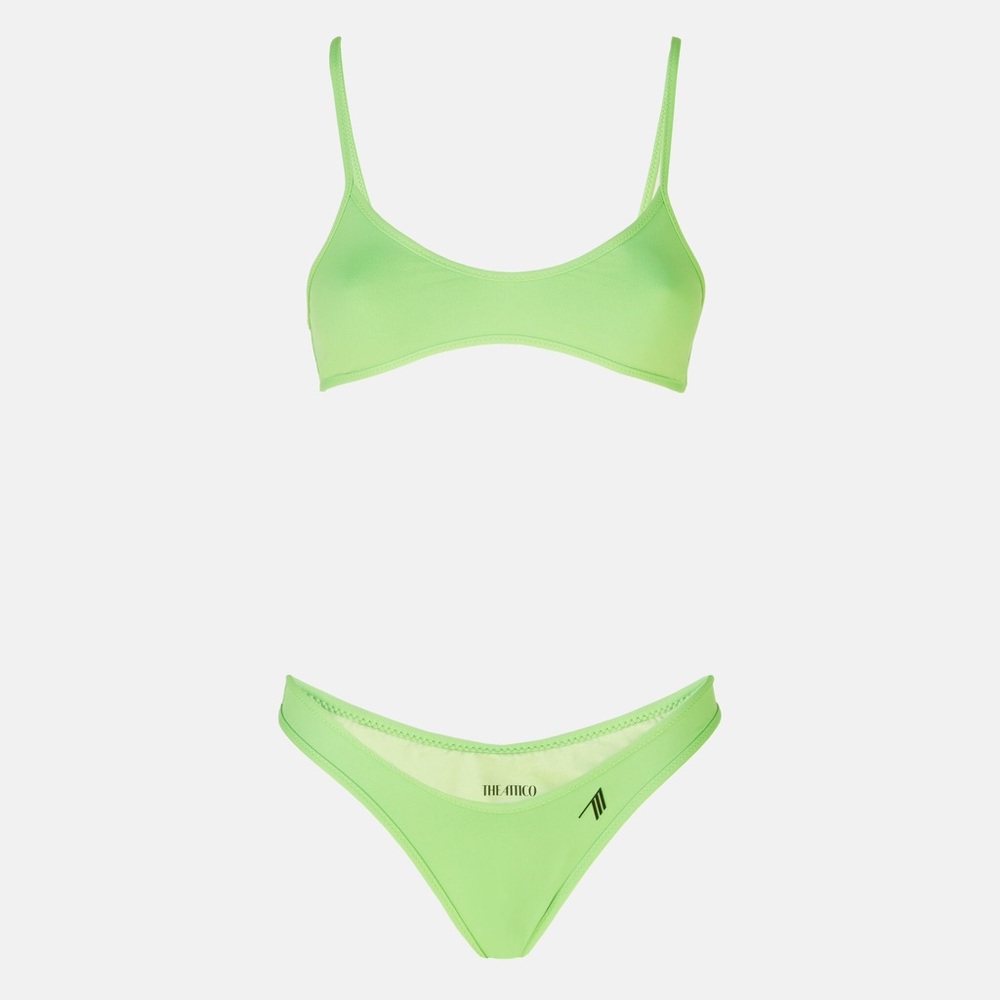 The Attico Acid Green Rubberized Logo Bikini, Small, NWT